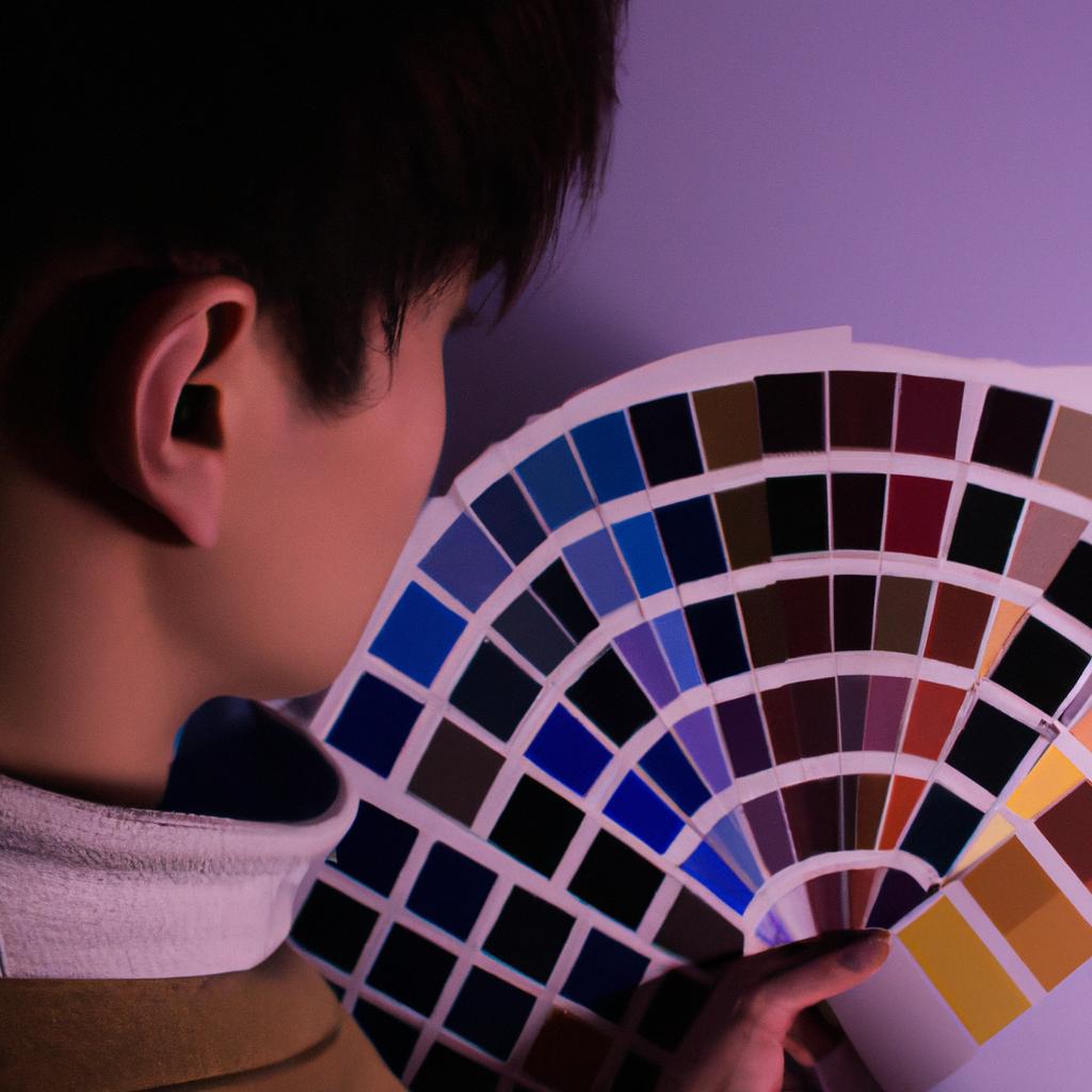 Person studying color combinations