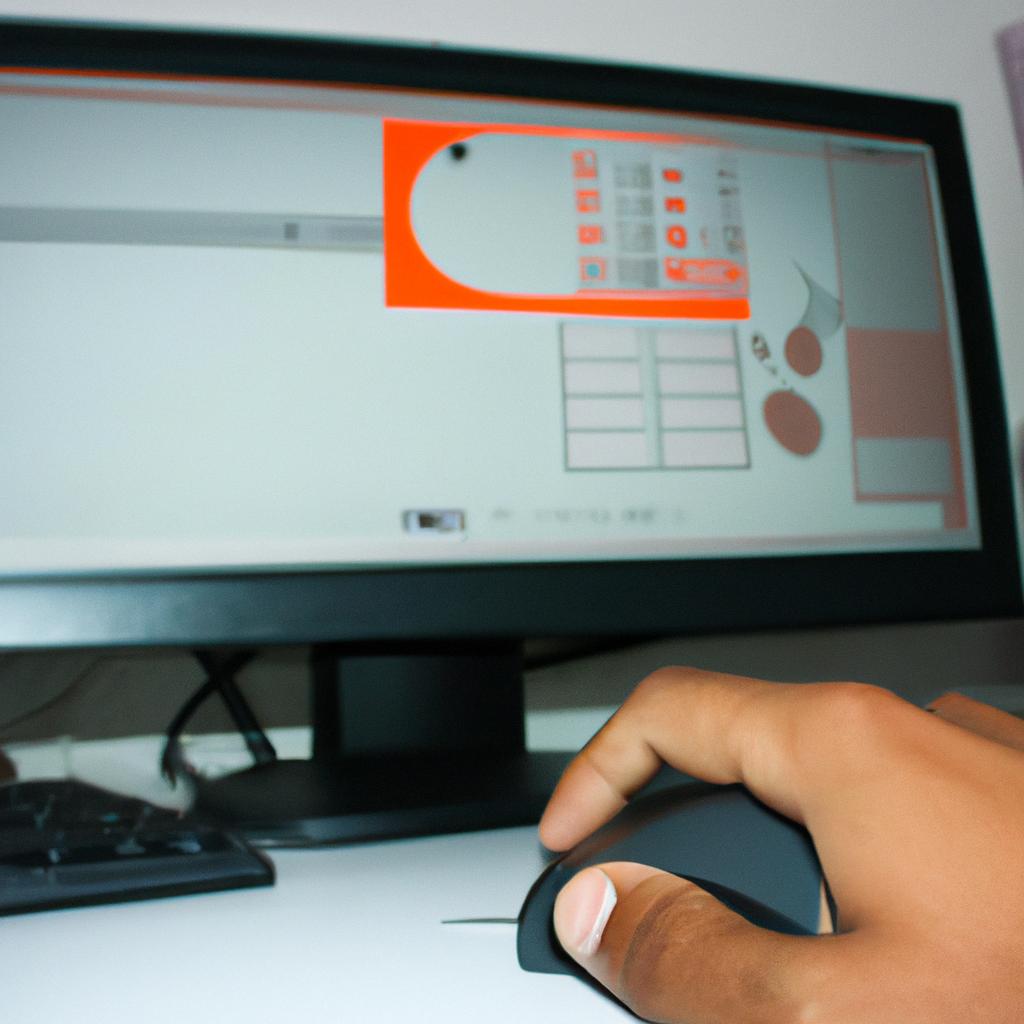 Person designing on computer screen