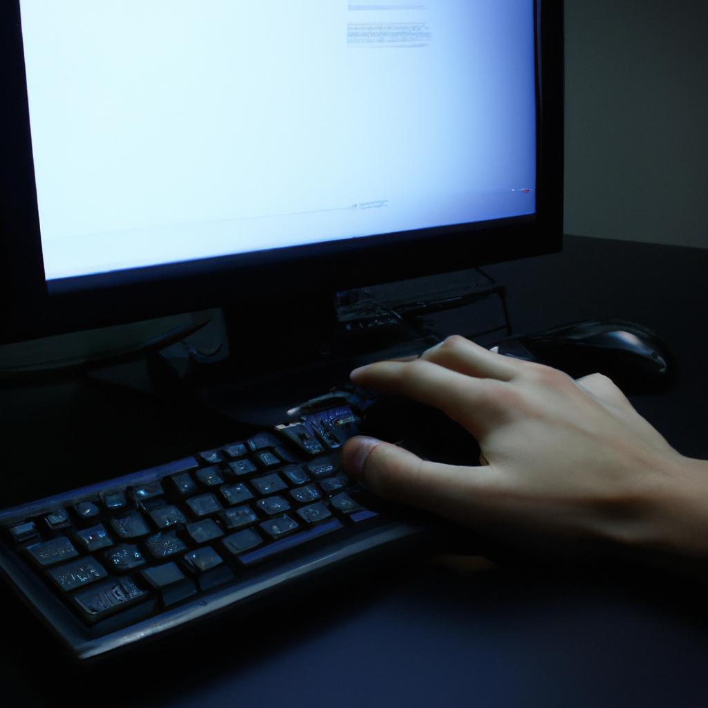 Person using a computer screen