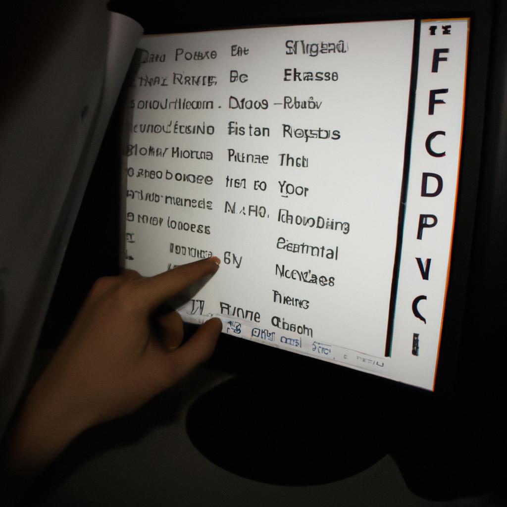 Person selecting typeface on computer